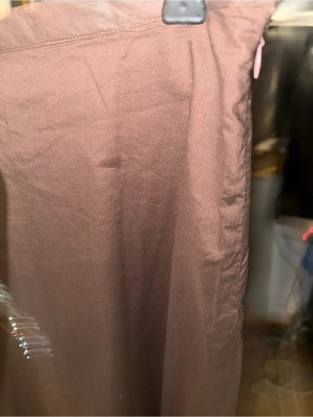Brown Embroidered A-Line Maxi Skirt